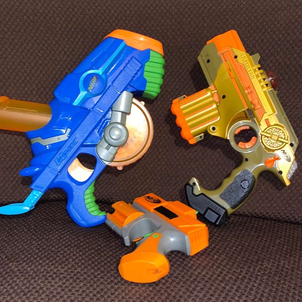 Nerf dart gun lot set of 3 buzzsaw lazer tag Phoenix LTX gun set
